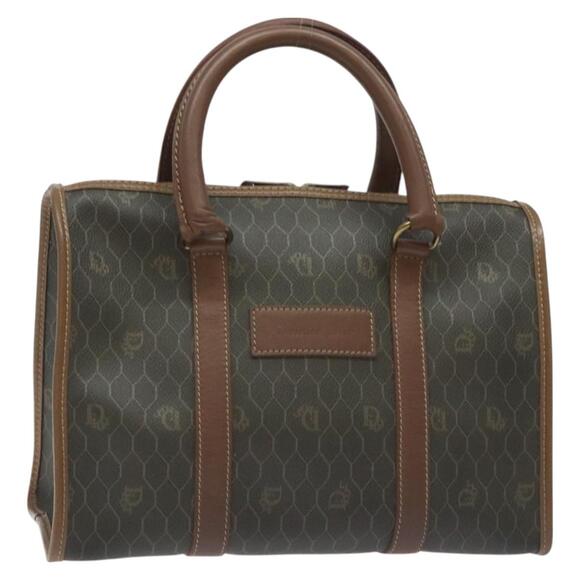 DIOR Honeycomb Canvas Hand Bag Pvc Black Gold - Picture 1 of 12